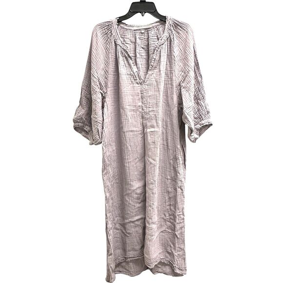 Ocean Main LA Maxi Kaftan Dress Double Gauze Raw Edge Dessert Amethyst M/L $260 - Picture 1 of 11